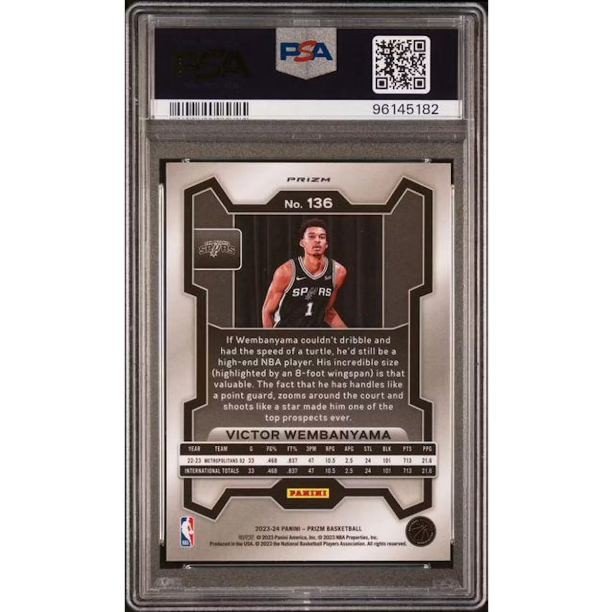 Victor Wembanyama 2023-24 Panini Prizm Silver #136 | PSA 9 | P6577529
