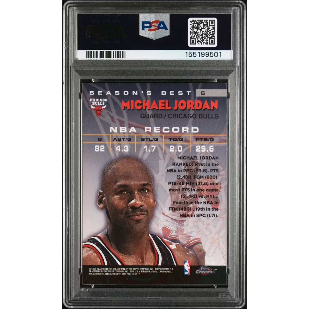 Michael Jordan 1997 Topps Chrome Season's Best #6 PSA 8 | P6577544