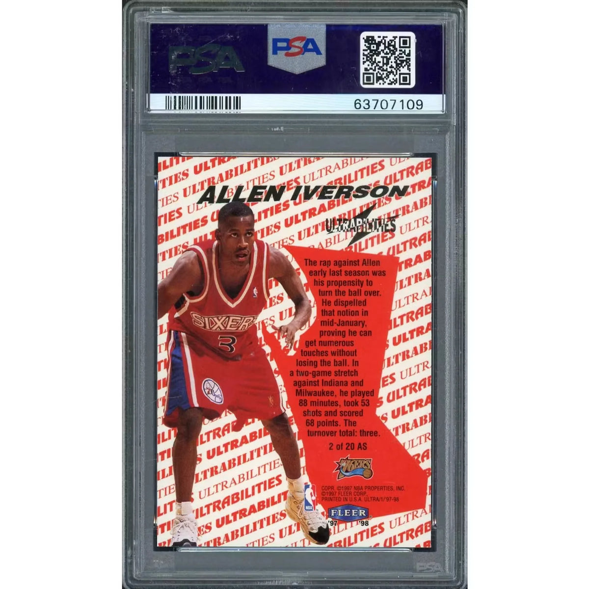 Allen Iverson 1997 Fleer Ultra Ultrabilities All-Star #2 | PSA 10 | P6577584