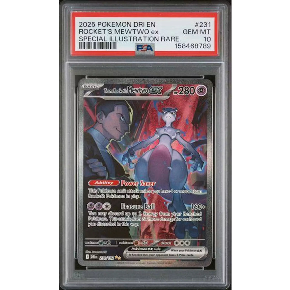 2025 Pokemon Destined Rivals Team Rocket's Mewtwo ex SIR #231 PSA 10 - D4 | P6577627