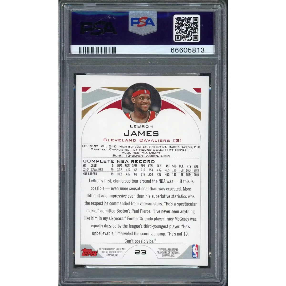 LeBron James 2004-05 Topps #23 | PSA 10 Gem Mint | P6577686