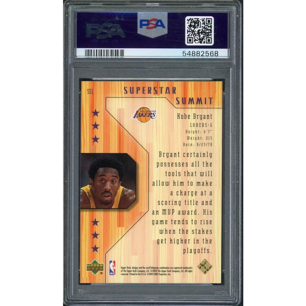 Kobe Bryant 2001 Upper Deck Superstar Summit #SS1 | PSA 10 | P6577717