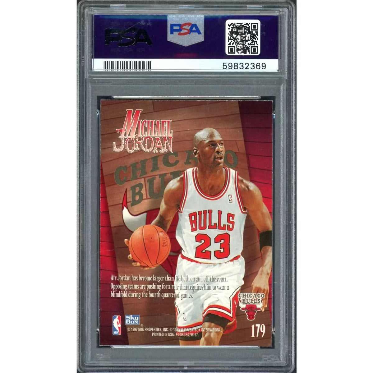 Michael Jordan 1996 Skybox Z-Force #179 | PSA 9 | P6577719