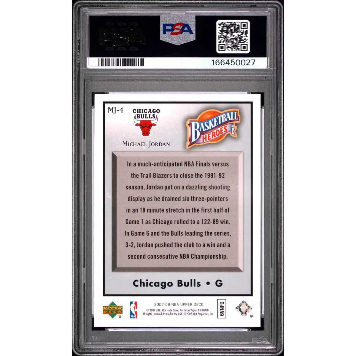 2007 Upper Deck NBA Heroes Michael Jordan #MJ-4 PSA 10 - D2 | P6577720