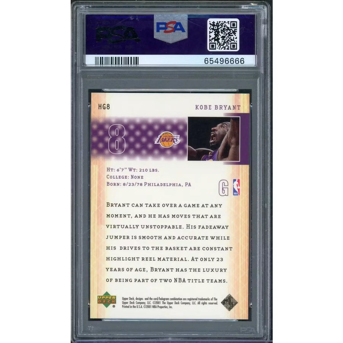 Kobe Bryant 2001 Upper Deck Higher Ground #HG8 | PSA 10 | P6577776