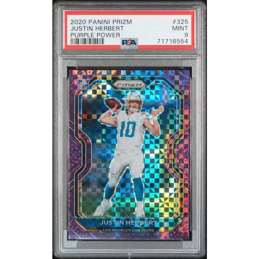 Justin Herbert 2020 Panini Prizm Purple Power Rookie #325 | PSA 9 | P6577777