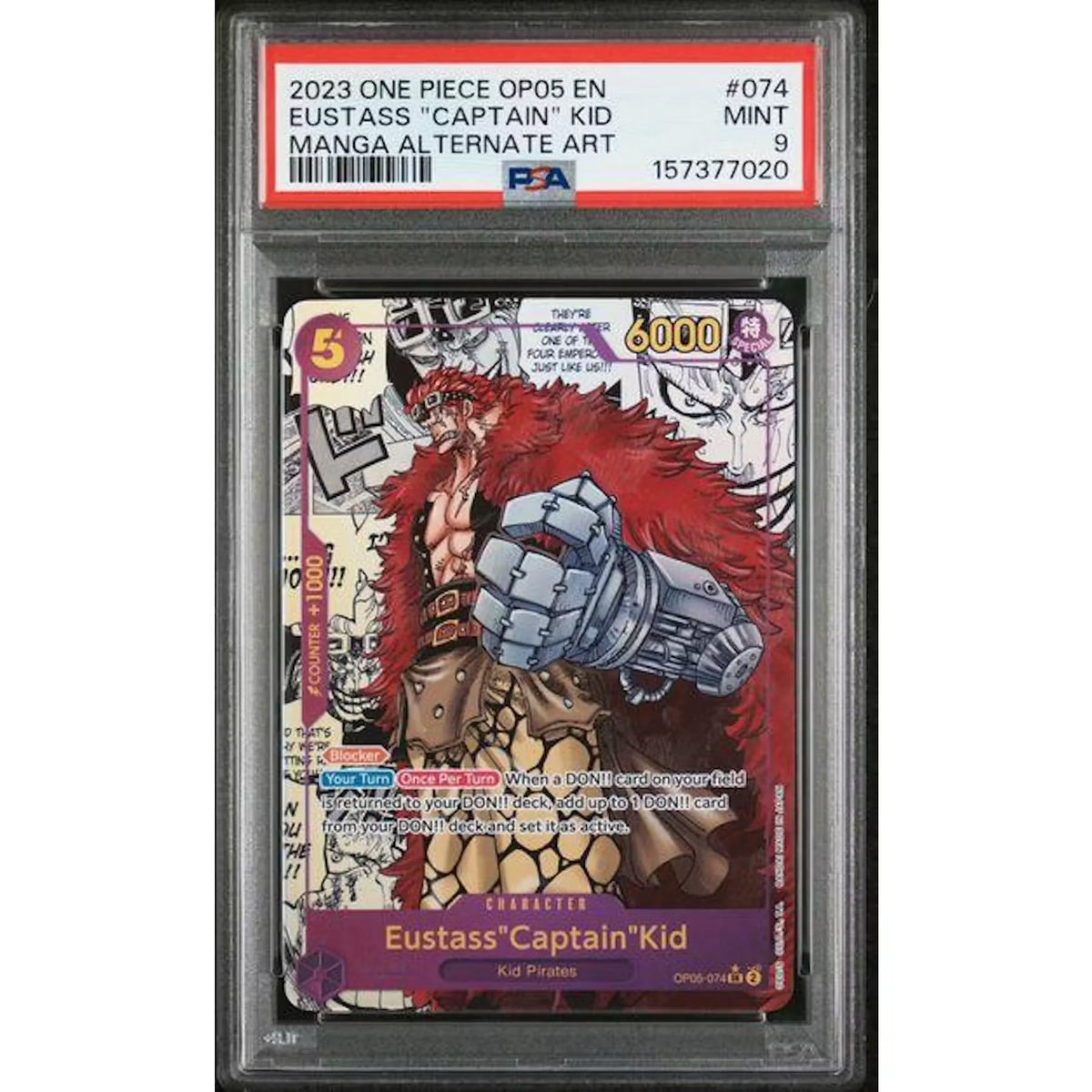 2023 Eustass "Captain" Kid OP05 Manga Alternate Art #074 | PSA 9 | P6577778