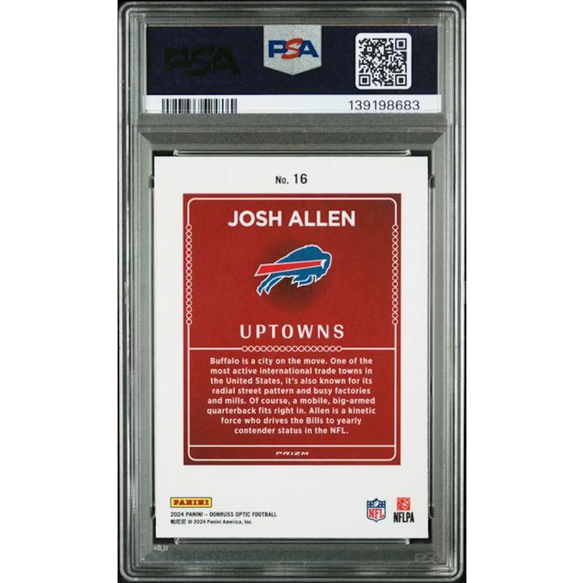 Josh Allen 2024 Panini Donruss Optic Uptowns #16 | PSA 9 | P6577862