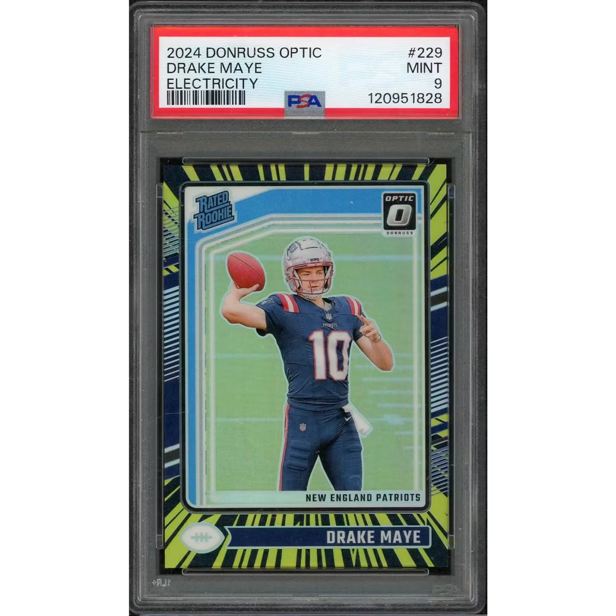 Drake Maye 2024 Panini Donruss Optic Electricity Rookie #229 Card | PSA 10 | P6577973