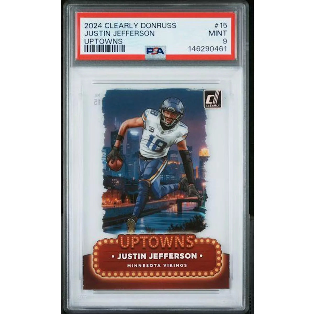 Justin Jefferson 2024 Panini Clearly Donruss Uptowns #15 | PSA 9 | P6577974