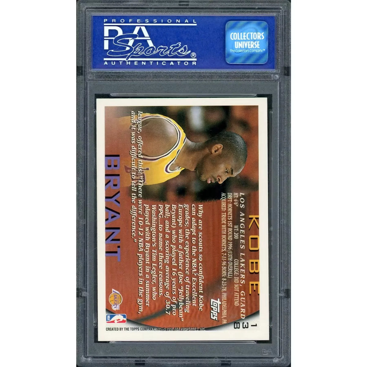 1996 Topps Kobe Bryant Rookie #138 PSA 9 - D4 | P6578010
