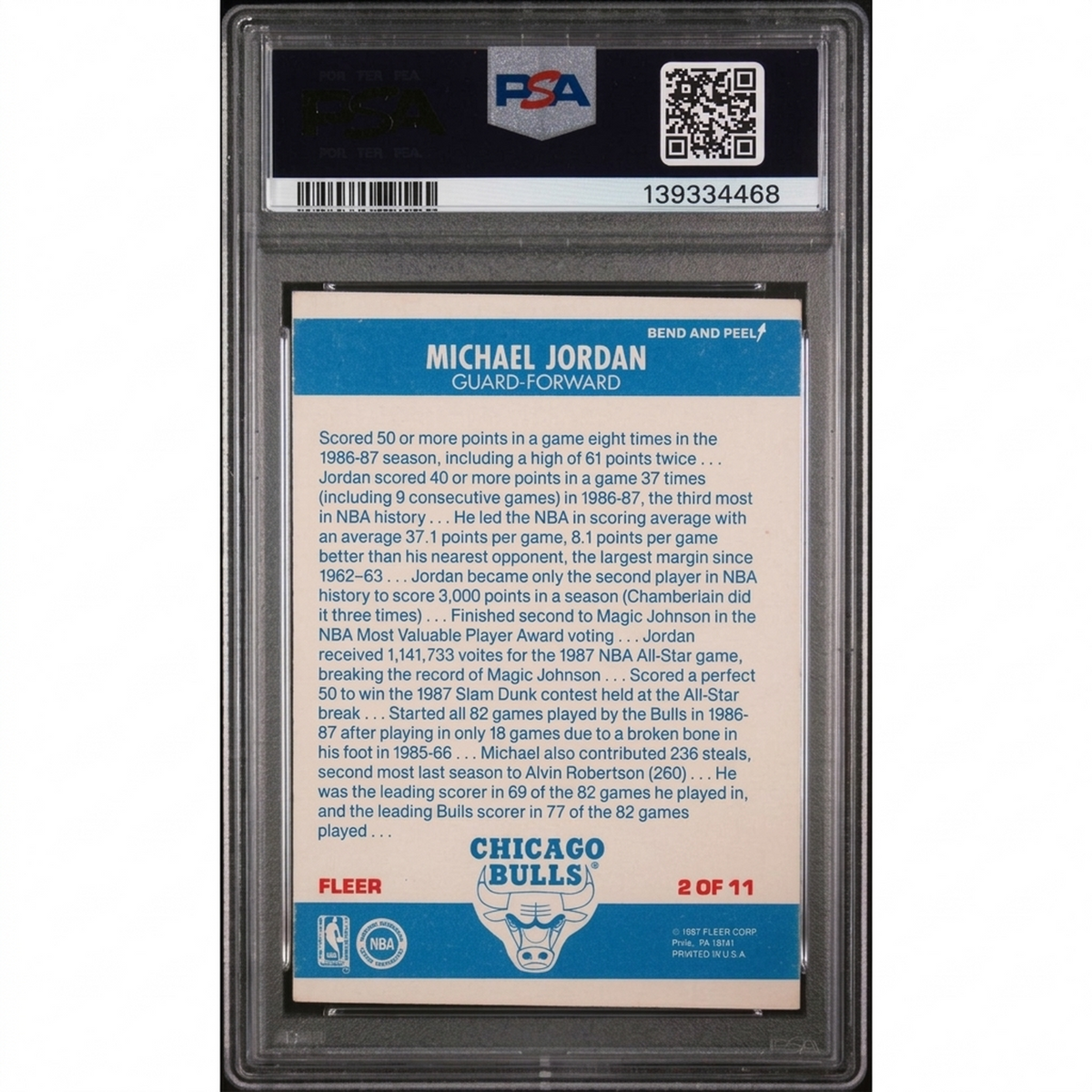 Michael Jordan 1987 Fleer Sticker #2 | PSA 5 | P6578091