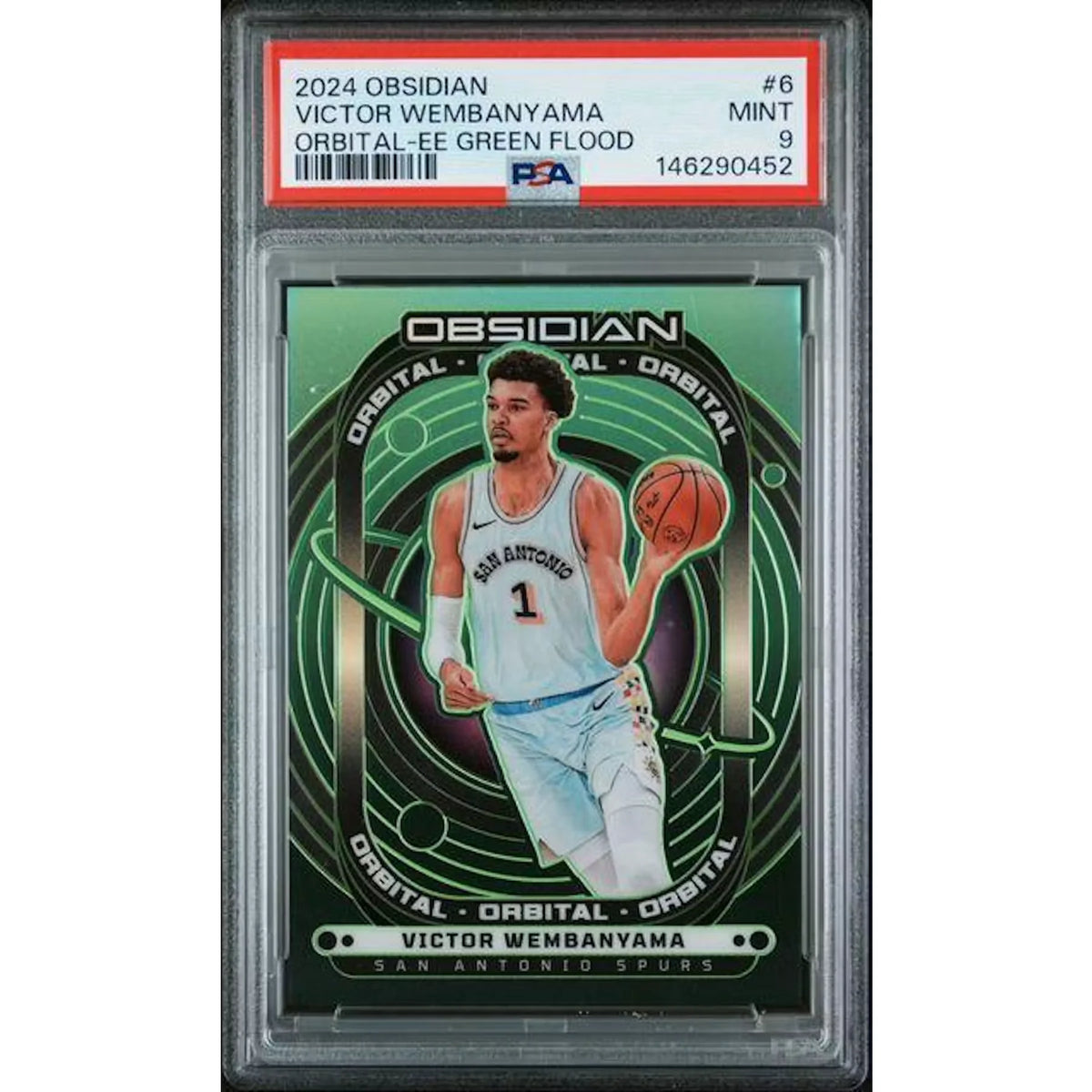Victor Wembanyama 2024-25 Panini Obsidian #6 Card | PSA 9 Orbital Green | P6578166