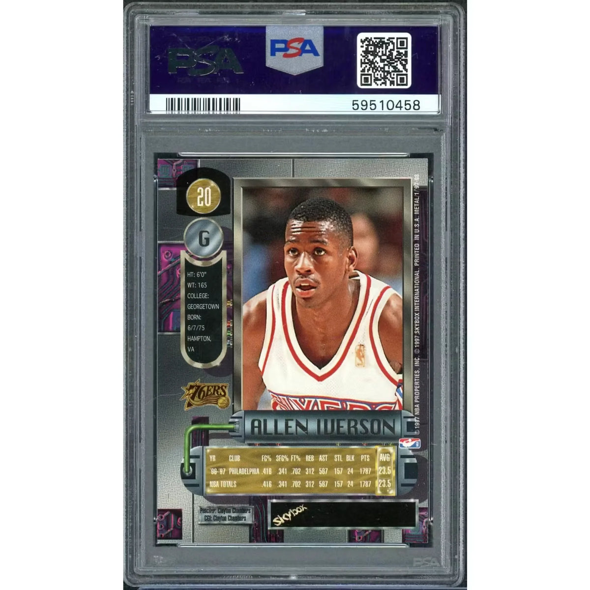 Allen Iverson 1997 Metal Universe #20 Card | PSA 9 | P6578167