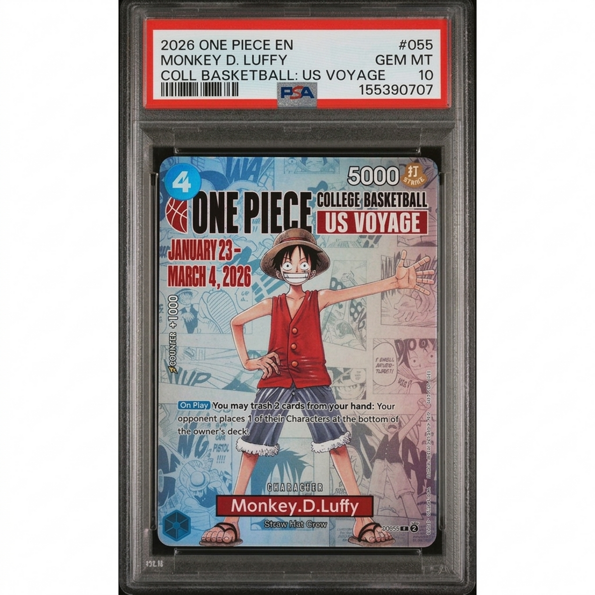 2026 One Piece Monkey D. Luffy College Basketball US Voyage Promo Card #055 | P6578229