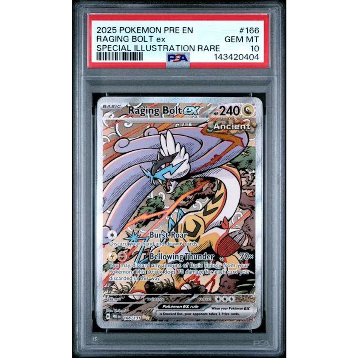 Raging Bolt ex SIR #166 2025 Pokemon Prismatic Evolutions Card | PSA 10 Graded | P6578265