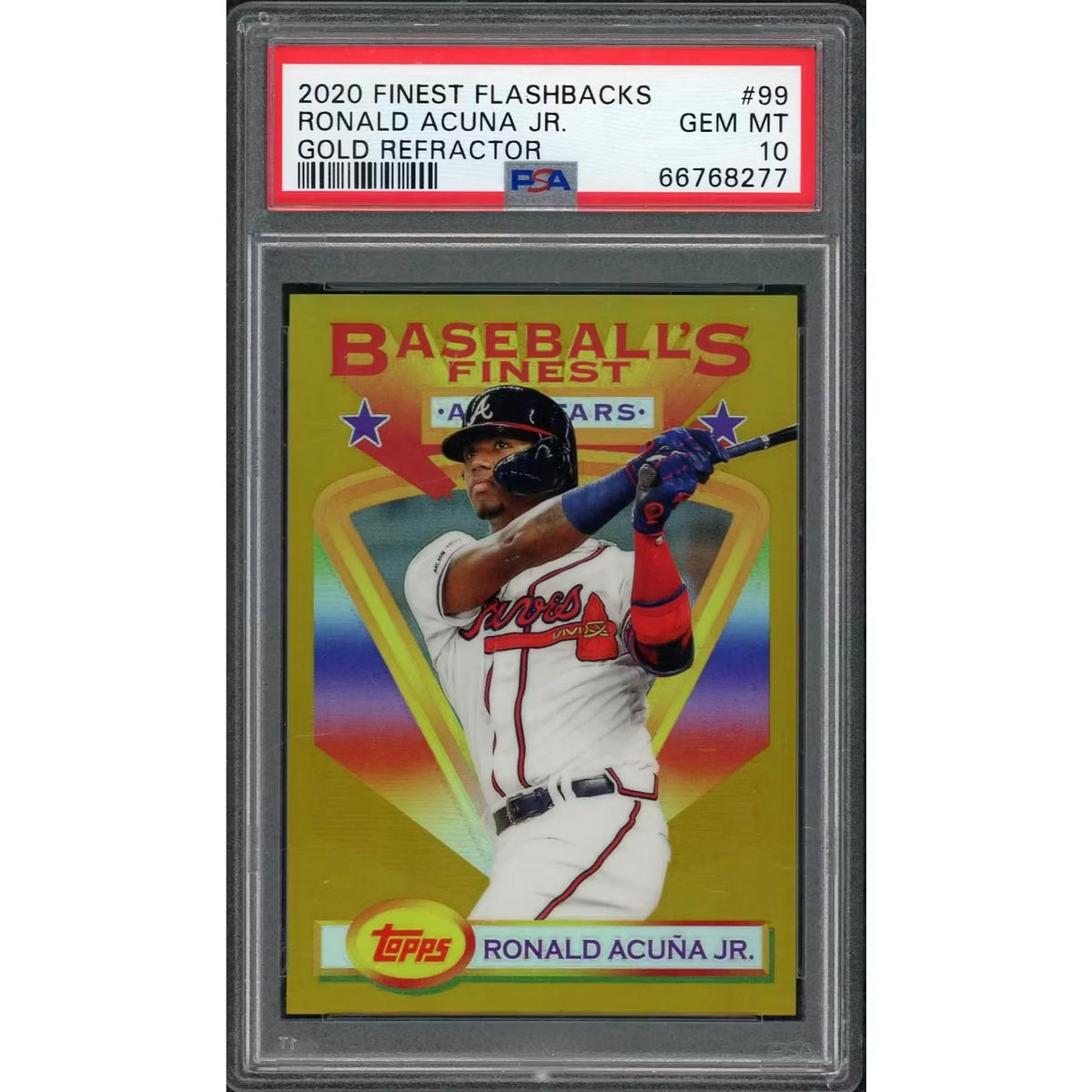 Ronald Acuna Signed 2020 Topps Finest Flashbacks Gold Refractor Card | PSA 10 | P6578266