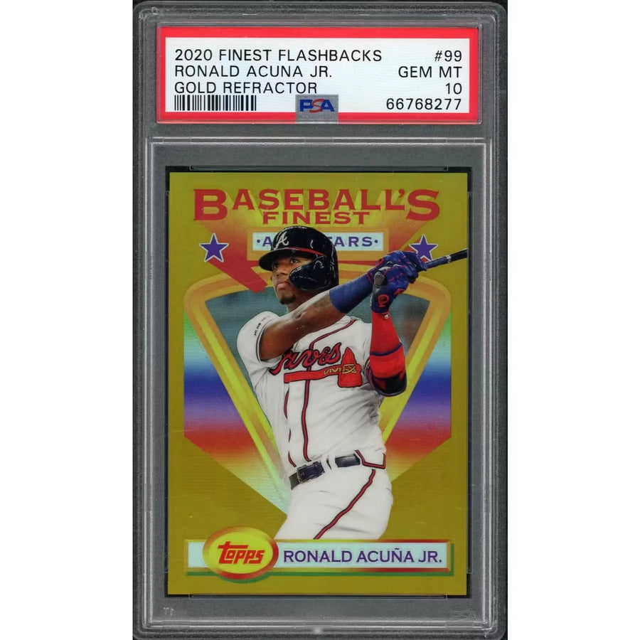 Ronald Acuna Signed 2020 Topps Finest Flashbacks Gold Refractor Card | PSA 10 | P6578266