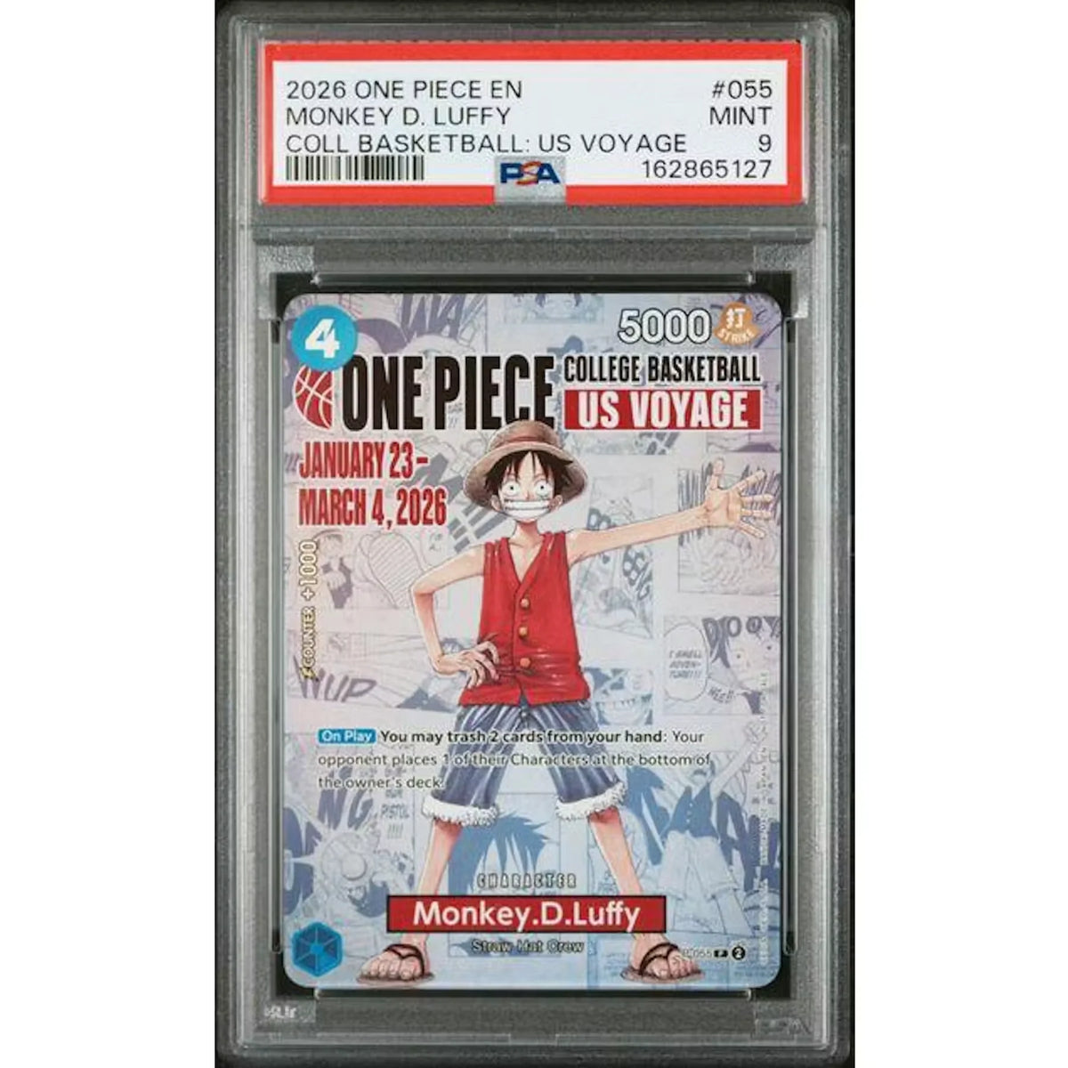 2026 One Piece Monkey D. Luffy #055 College Basketball | PSA 9 | P6578468