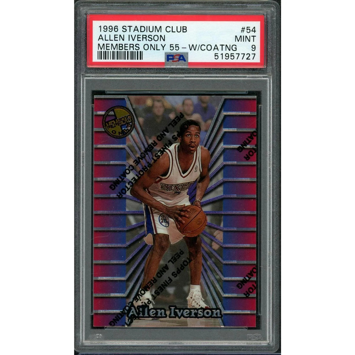 Allen Iverson 1996 Topps Stadium Club Rookie #54 | PSA 9 | P6578469