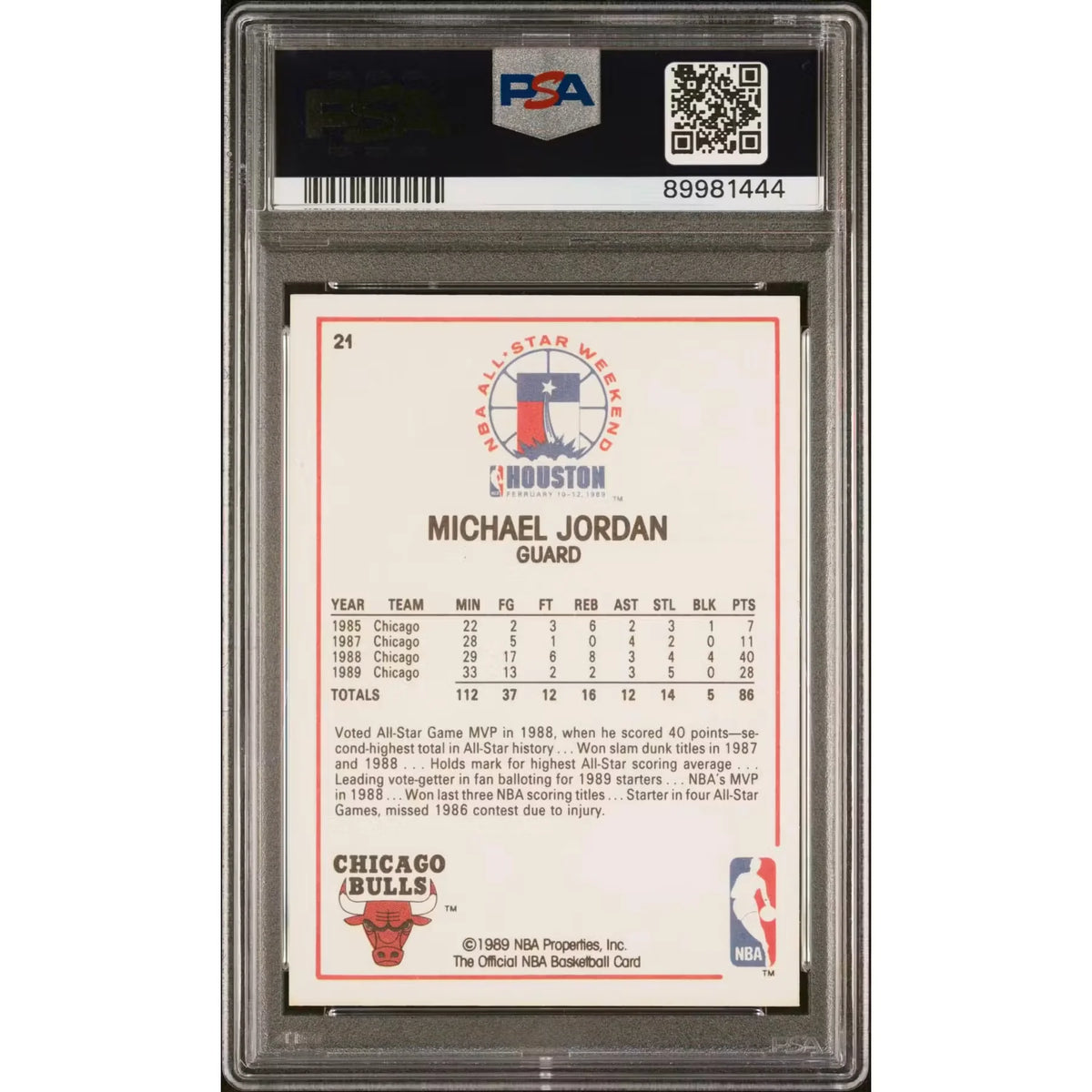 Michael Jordan 1989 Hoops All-Star #21 | PSA 9 | P6578632