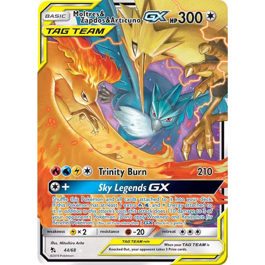 Pokemon Hidden Fates Moltres Zapdos Articuno GX 44/68 Card | Near Mint | P6578683