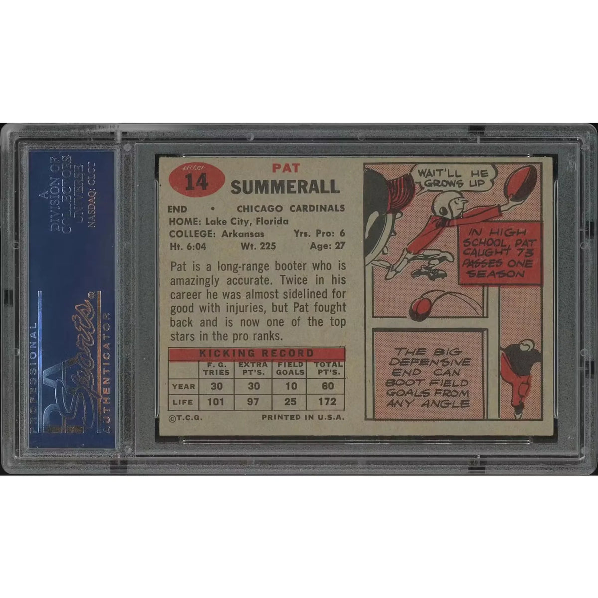Pat Summerall 1957 Topps Football #14 | PSA 6 (EX-MT) | P6578704