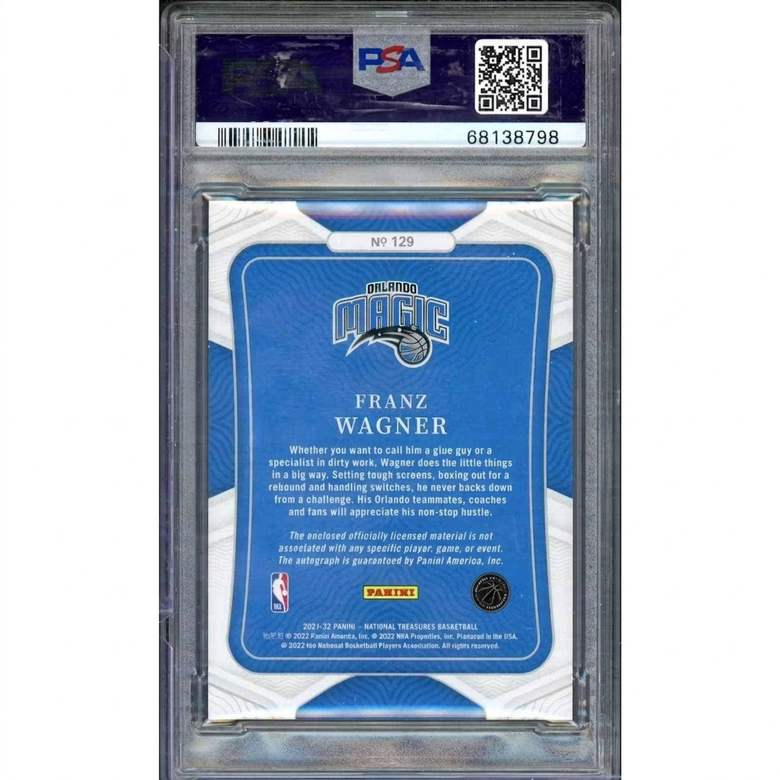 Franz Wagner Signed Rookie Patch Auto | 2021-22 National Treasures PSA 10 #129