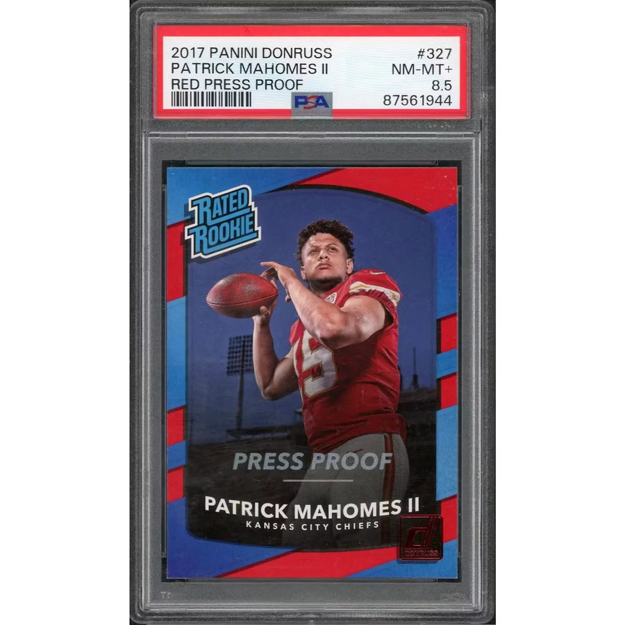 Patrick Mahomes 2017 Panini Donruss Rated Rookie Red Press #327 | PSA 8.5