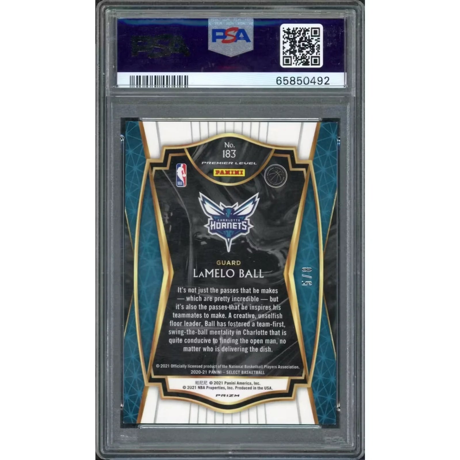 LaMelo Ball 2020-21 Panini Select Premier Rookie #183 Card | PSA 9
