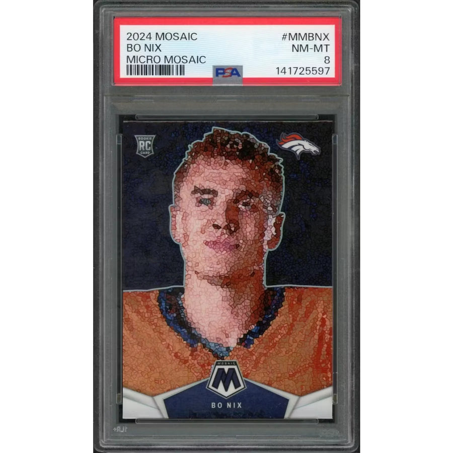 Bo Nix 2024 Panini Mosaic Micro Mosaic Rookie #MM-BNX | PSA 8
