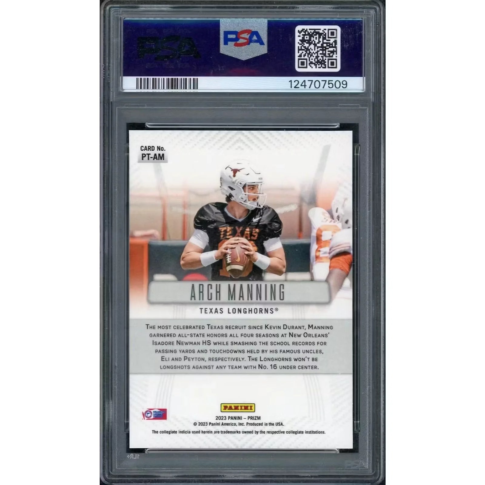 Arch Manning 2023 Panini Prizm Throwback #PTAM | PSA 10