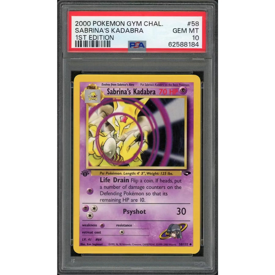 2000 Pokemon Gym Challenge Sabrina's Kadabra 1st Edition #58 | PSA 10