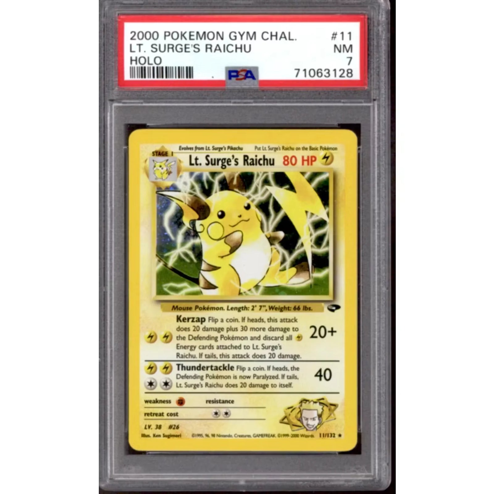 Pokemon Lt. Surge's Raichu 11/132 Gym Challenge | PSA 7