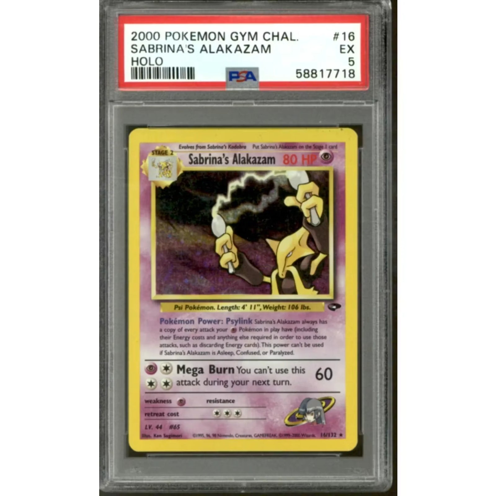Pokemon Gym Challenge Sabrina's Alakazam 16/132 | PSA 5