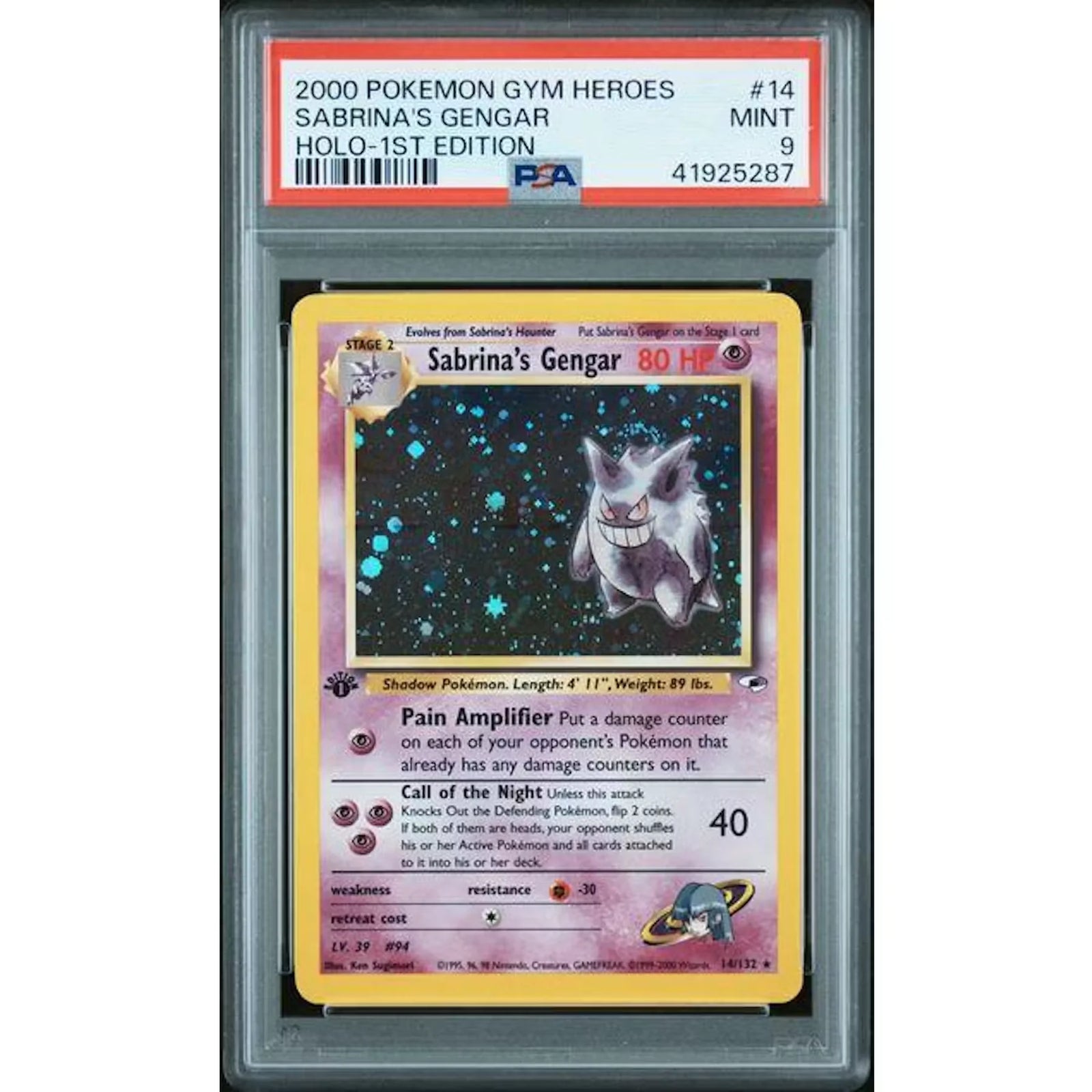 Sabrina's Gengar Holo 1st Edition #14 | 2000 Pokemon Gym Heroes PSA 9
