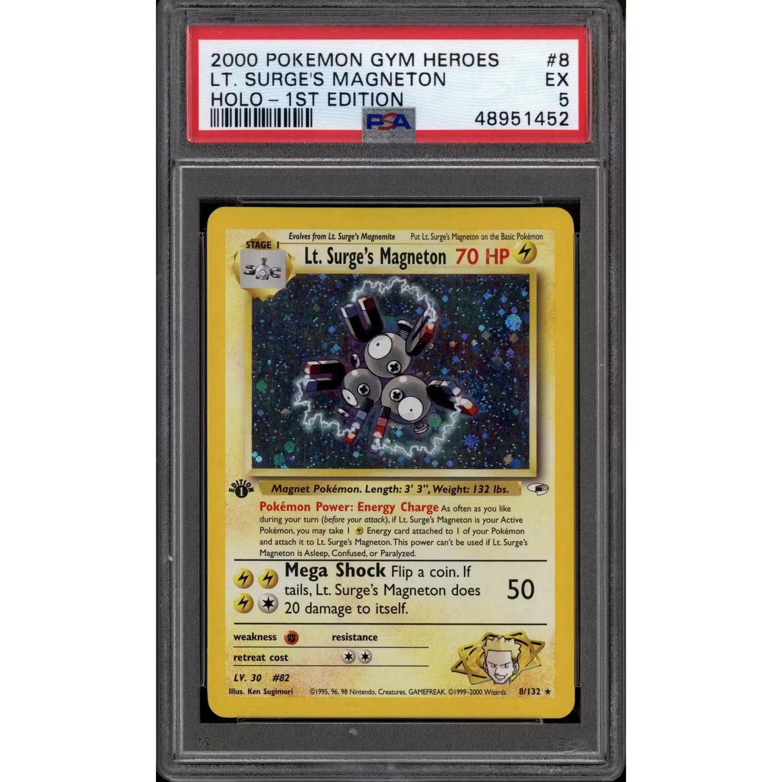 Pokemon Gym Heroes Lt. Surge's Magneton 1st Edition | PSA 5