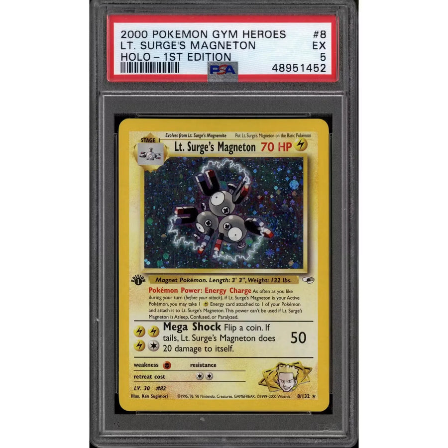 Pokemon Gym Heroes Lt. Surge's Magneton 1st Edition | PSA 5