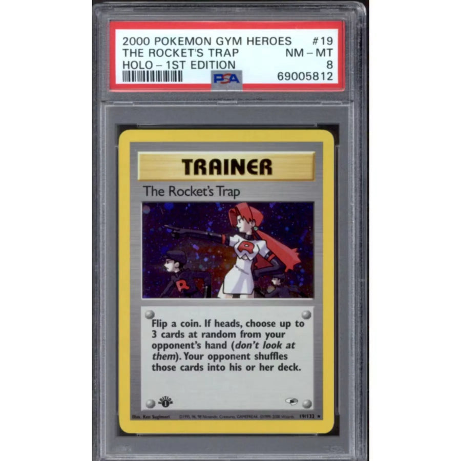 Pokemon Gym Heroes 1st Edition Rocket's Trap 19/132 | PSA 8