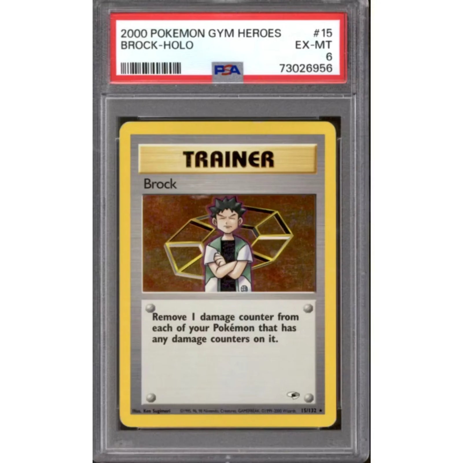 Pokemon Gym Heroes Brock 15/132 | PSA 6
