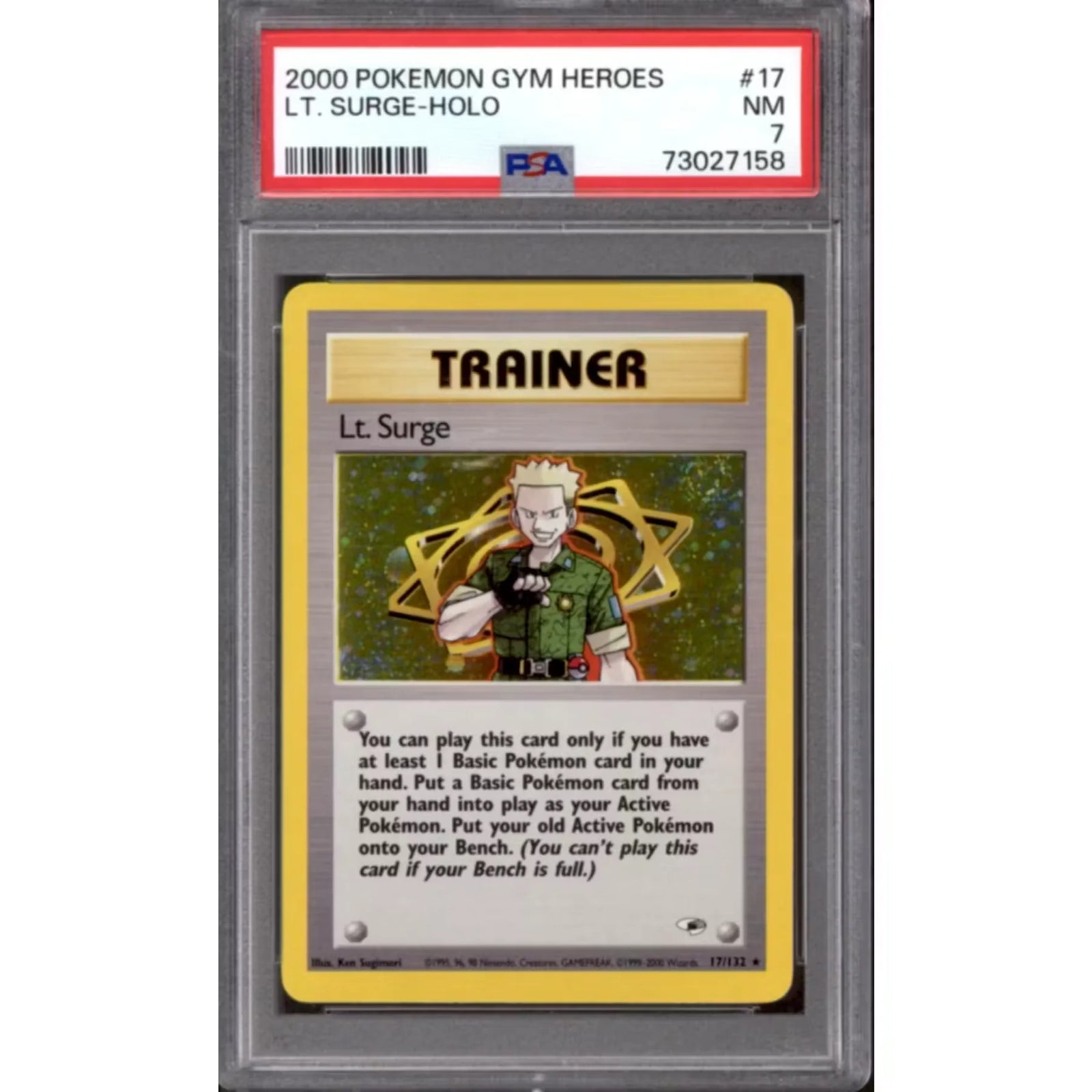Pokemon Gym Heroes Lt. Surge 17/132 | PSA 7