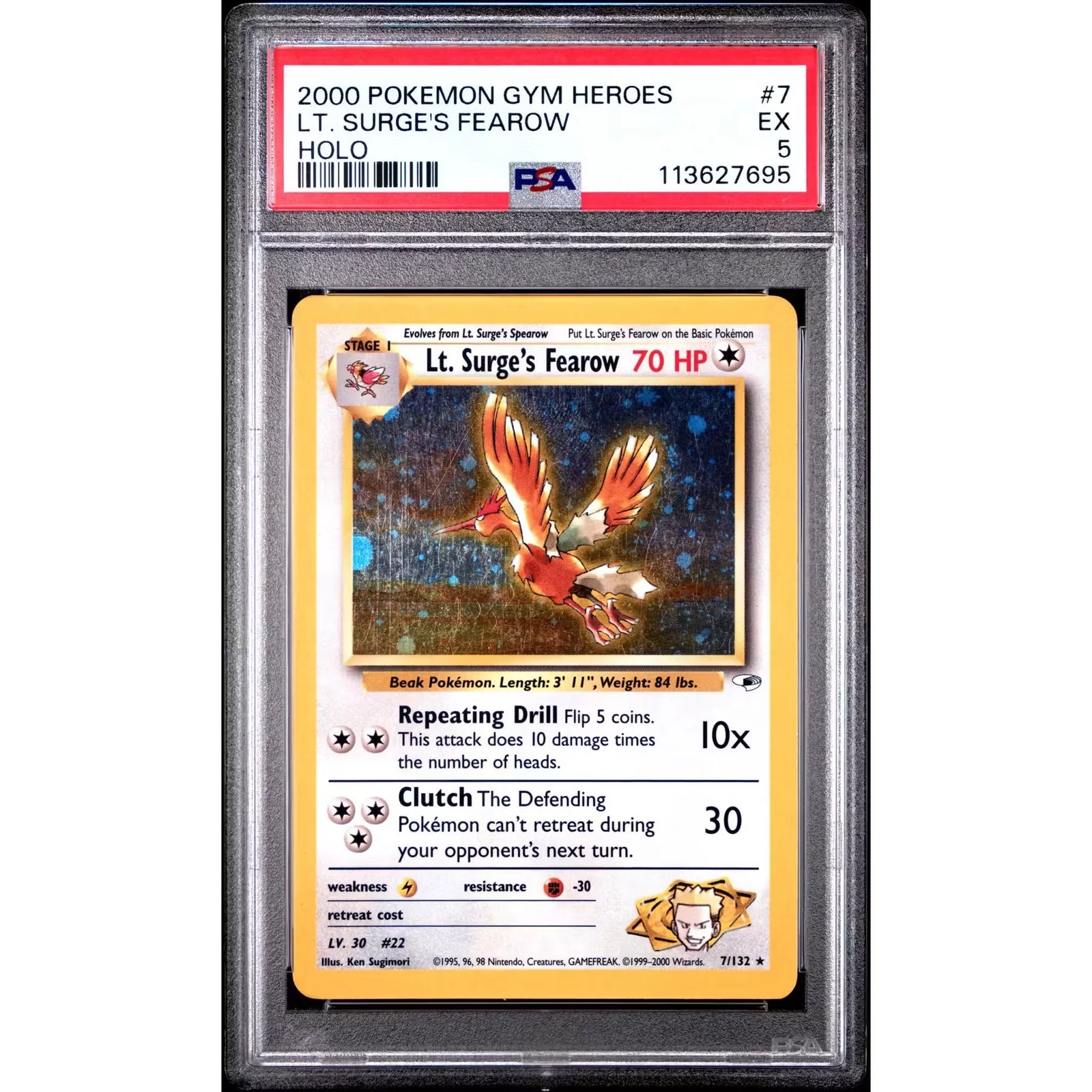 Lt. Surge's Fearow 7/132 Pokemon Gym Heroes | PSA 5