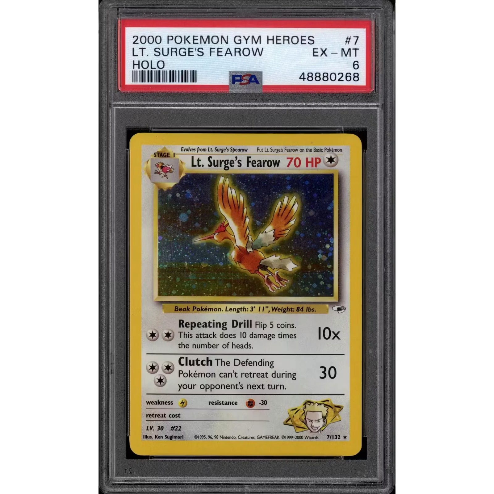 Lt. Surge's Fearow 7/132 Pokemon Card | PSA 6 Gym Heroes