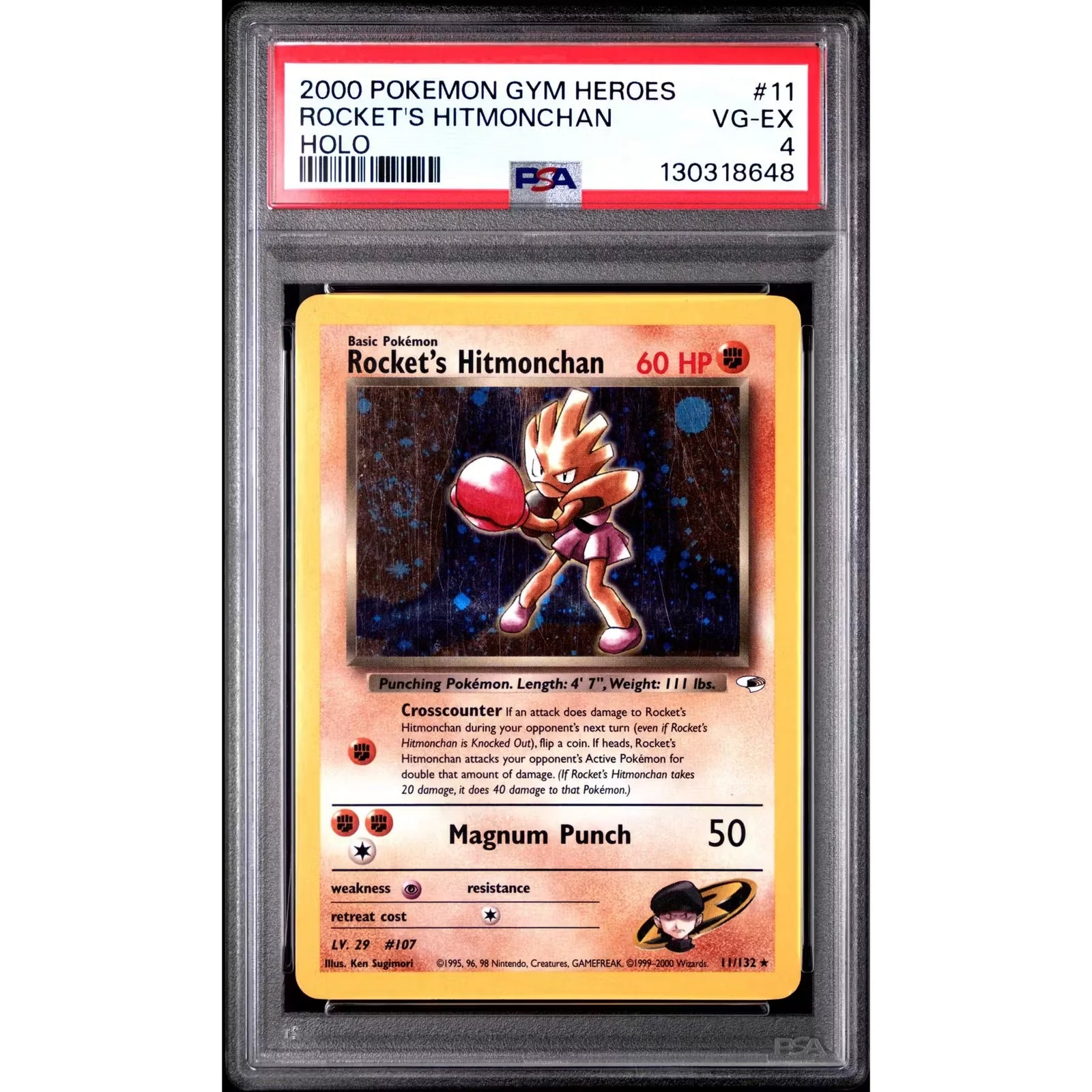 Rocket's Hitmonchan 11/132 Pokemon Card | PSA 4 Gym Heroes