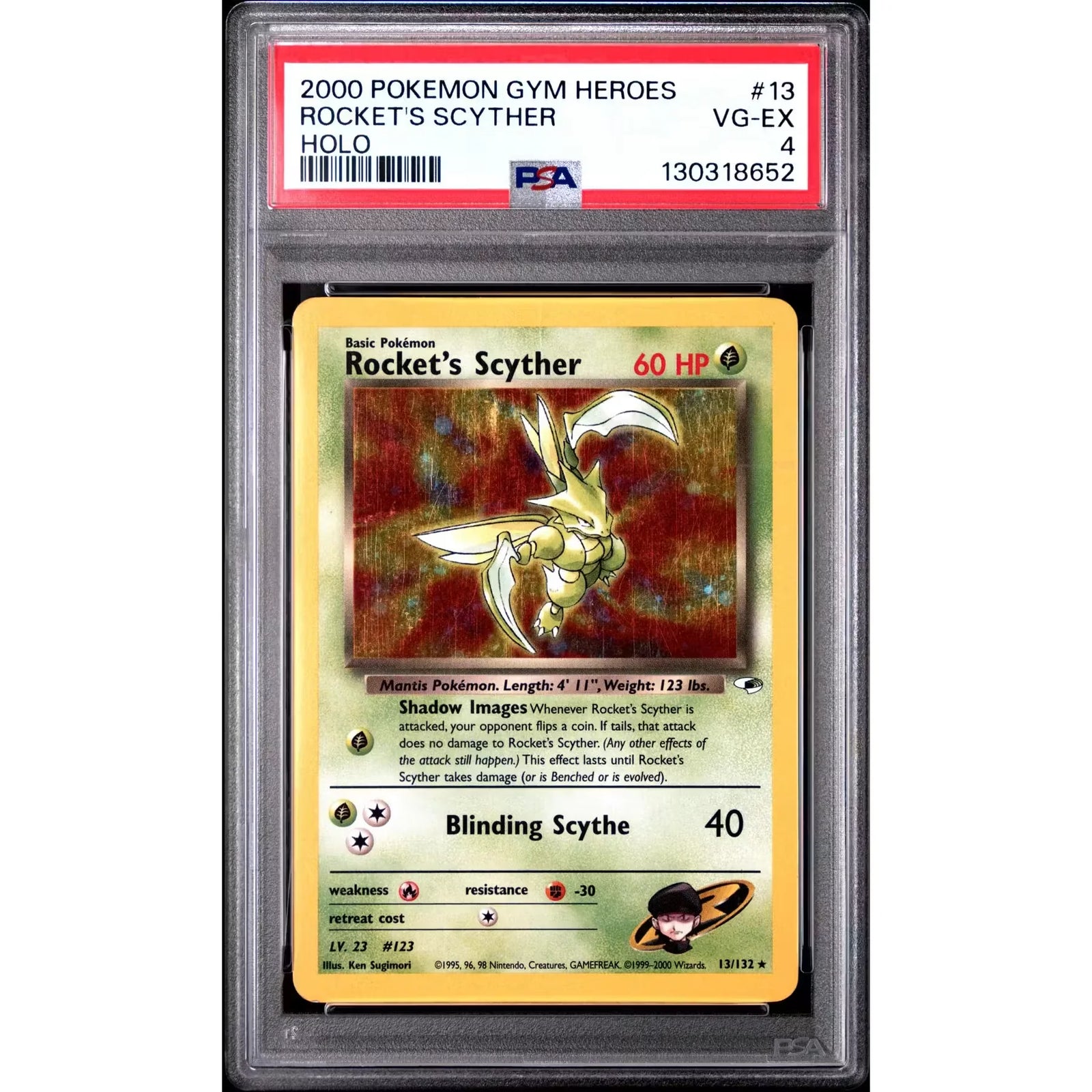 Pokemon Gym Heroes Rocket's Scyther 13/132 | PSA 4