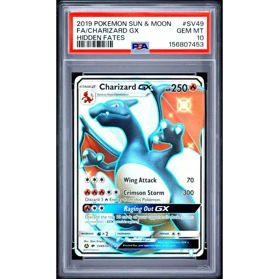 2019 Pokemon Hidden Fates Charizard GX Full Art #SV49 | PSA 10