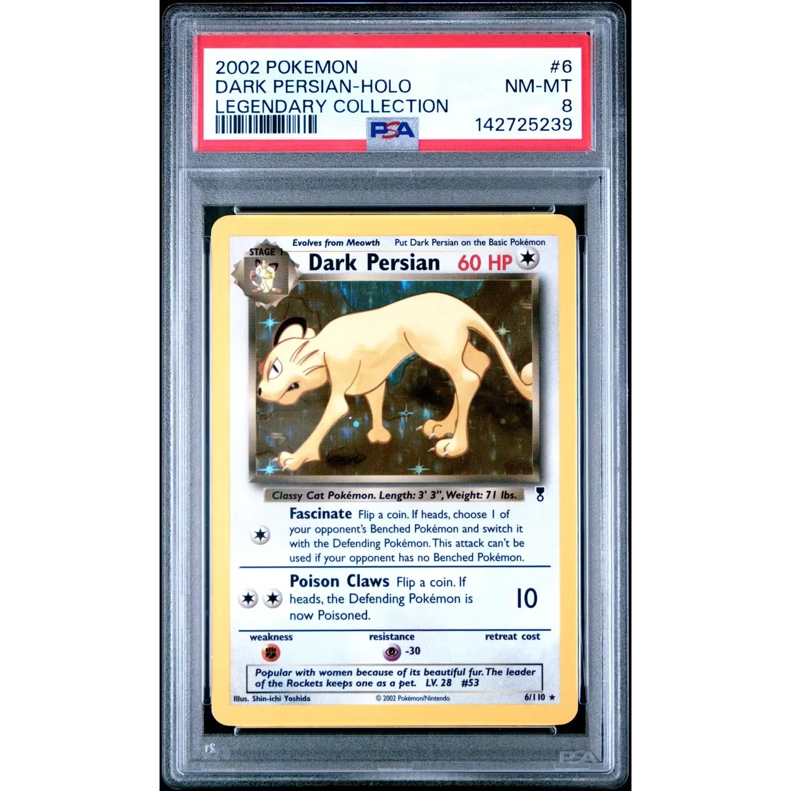 Dark Persian 6/110 Pokemon Legendary Collection | PSA 8
