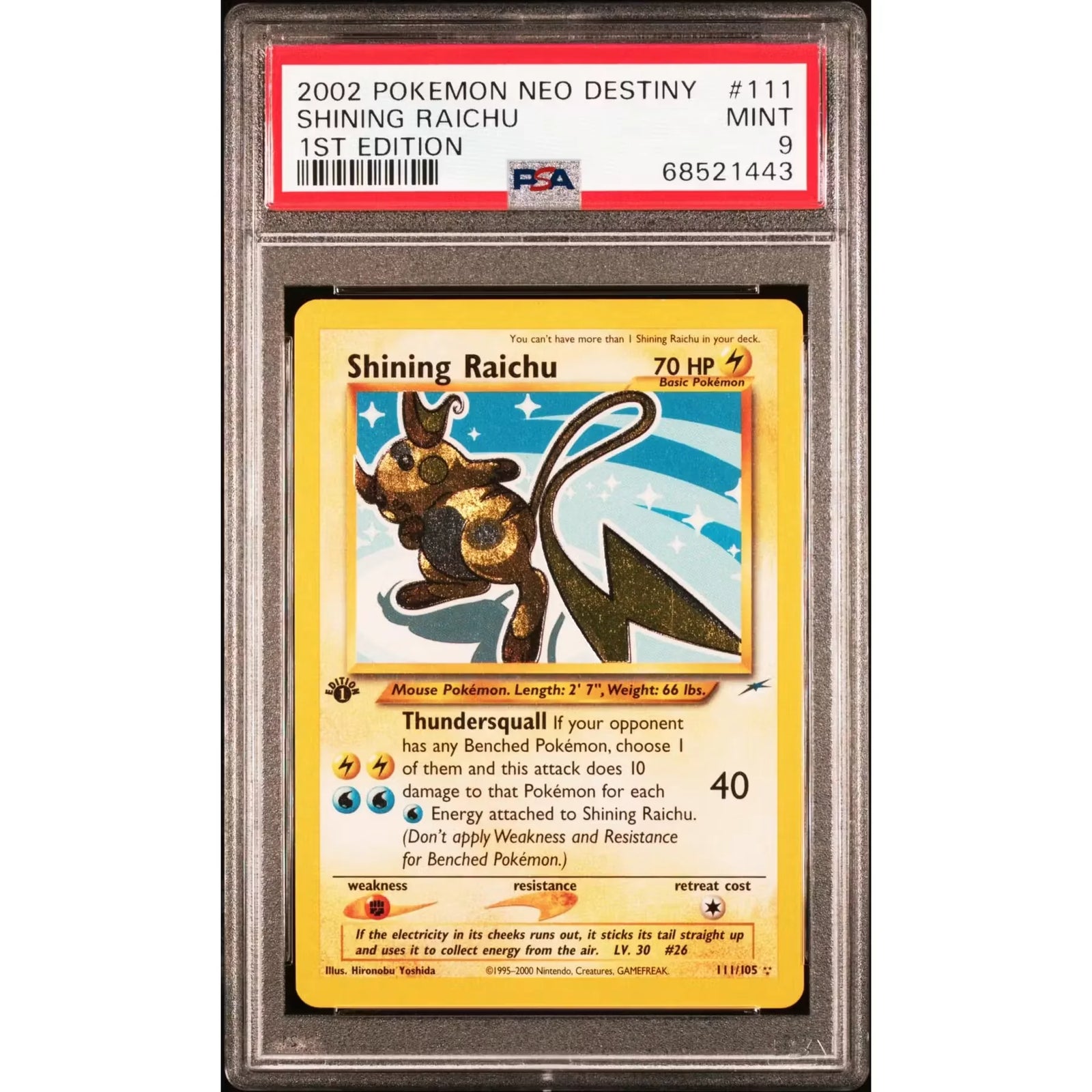 2002 Pokemon Neo Destiny Shining Raichu 1st Edition #111 | PSA 9