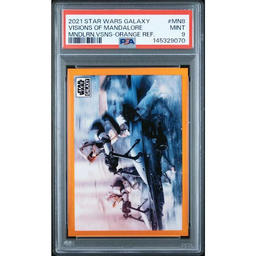2021 Star Wars Galaxy Mandalorian Visions Orange Refractor #MN-8 | PSA 9 | P6700354