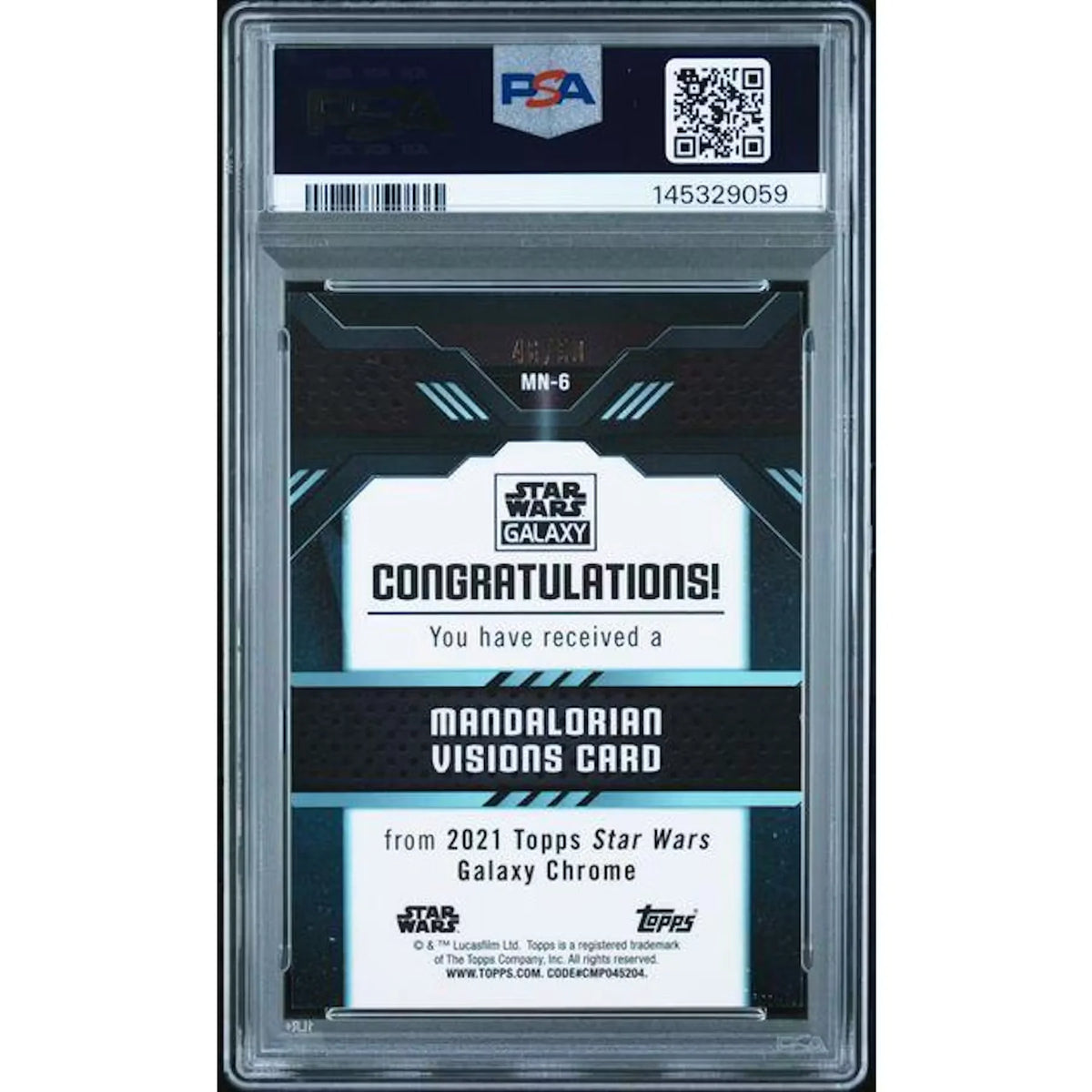 2021 Star Wars Galaxy Mandalorian Visions Purple Refractor Card #MN-6 | PSA 10 | P6700356